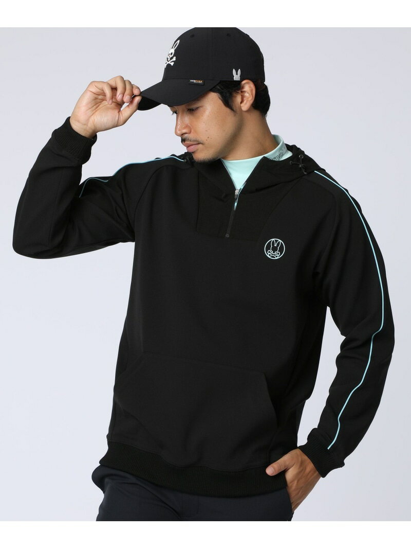 Psycho Bunny [GOLF]バニーマーク ハーフジップパーカ サイコバニー トップス パーカー・フーディー ブラック【送料無料】