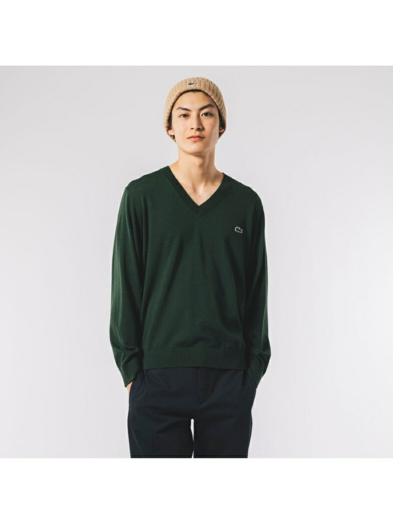 ラコステ 【SALE／30%OFF】LACOSTE ウォッシャブルウールVネックニットセーター ラコステ トップス ニット グリーン ブラック ネイビー ブラウン グレー【RBA_E】【送料無料】