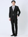 【SALE/40%OFF】TAKA-Q ストレッチウォッシャブル レギュラーフィット 2ボタン2ピーススーツ チェック黒 セットアップ ジャケット 洗える 伸びる ビジネス メンズ タカキュー スーツ・フォーマル セットアップスーツ ブラック【RBA_E】【送料無料】(4)