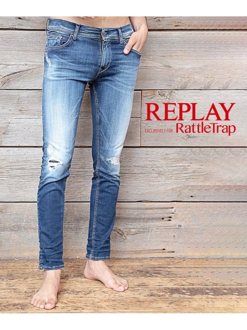 RATTLE TRAP REPLAY別注 JONDRILL HYPERFLEX BROKEN&REPAIR メンズ ビギ パンツ その他のパンツ ブルー【送料無料】