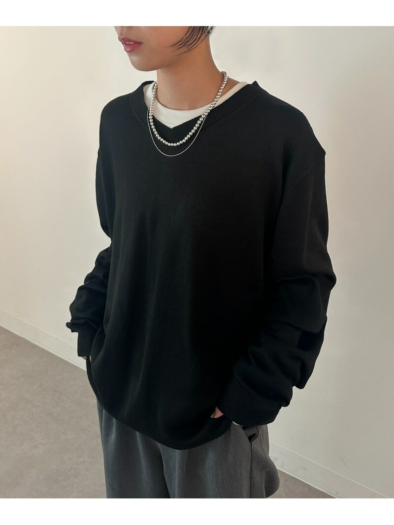【SALE/60%OFF】vieux by MAISON BREEZE vieux by MAISON BREEZE/V neck loose light knit セットアップセブン トップス ニット グリーン グレー ブラック【RBA_E】