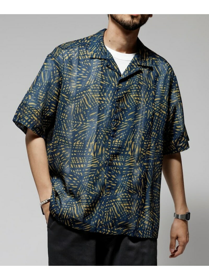 【SALE／30%OFF】Firsthand オーバーサイズ ランダムメッシュ オープンカラーシャツ / シアー 柄シャツ / イージーケア 25SS フリークスストア トップス シャツ・ブラウス イエロー ネイビー【RBA_E】【送料無料】のサムネイル