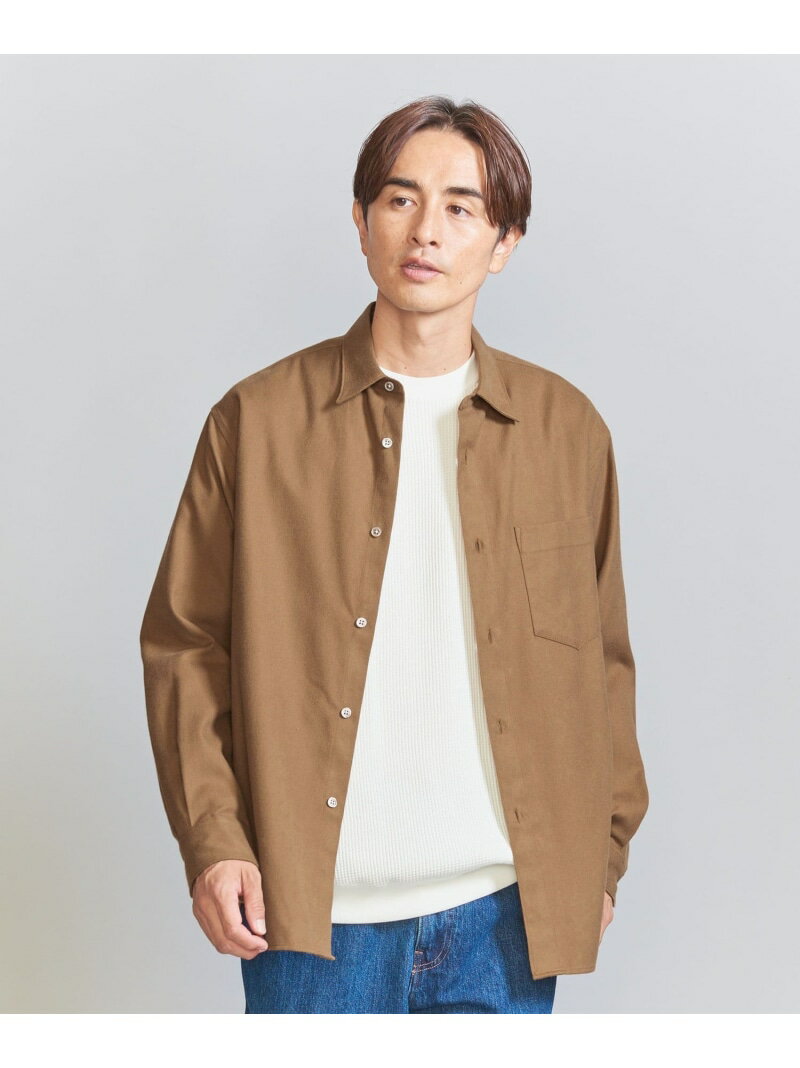 【SALE/60%OFF】BEAUTY&YOUTH UNITED ARROWS コットンツイル ネル レギュラーカラー フォルム シャツ ユナイテッドアローズ アウトレット トップス シャツ・ブラウス ブラウン ネイビー【RBA_E】【送料無料】