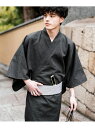 Rocky Monroe しじら織り帯付き浴衣 扇子 下駄 巾着 5点セット ロッキーモンロー 着物・浴衣・和装小物 浴衣 ネイビー ブラック ホワイト グレー...