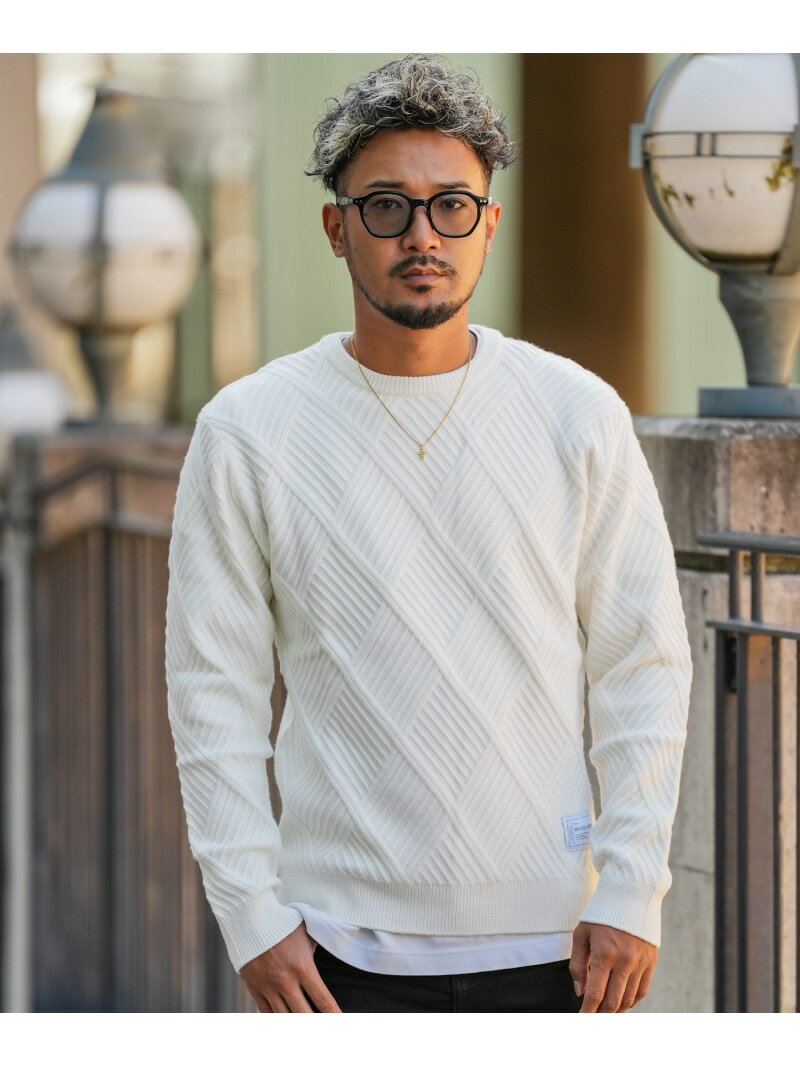 Retro Engine RTEG Geometric knit アダムスジャグラー トップス ニット ホワイト ブラック【送料無料】