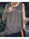 Subciety Patterned tank top サブサエティ トップス ノースリーブ・タンクトップ ブラック ベージュ【先行予約】*【送料無料】