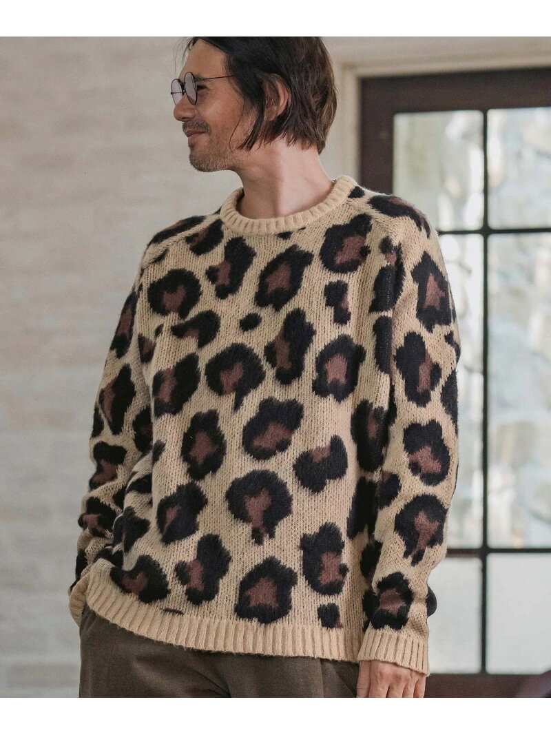 CAMBIO mn3190-Leopard Short Shaggy Crew Neck Knit Pullover ニット カンビオ トップス ニット ベージュ【送料無料】