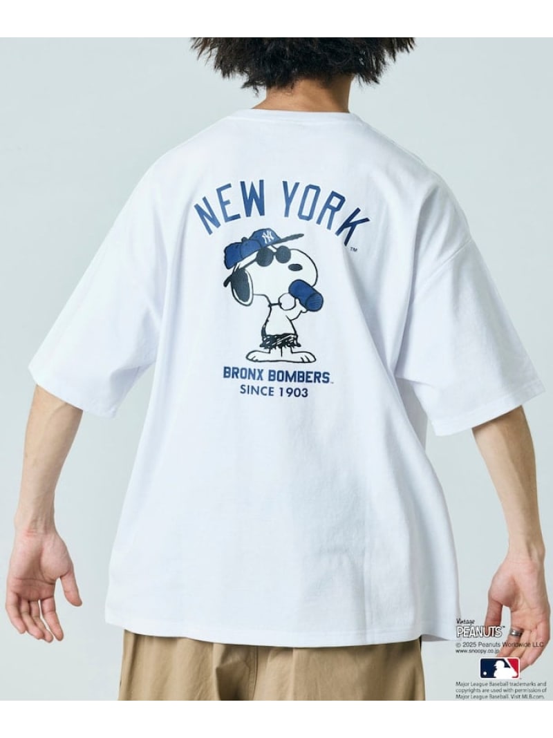 【SALE／21%OFF】FREAK'S STORE PEANUTS×MLB 別注 ビッグシルエット バックプリント Tシャツ / YANKEES 【限定展開】 25SS フリークスストア トップス カットソー・Tシャツ ネイビー ホワイト ブラック【RBA_E】【送料無料】のサムネイル