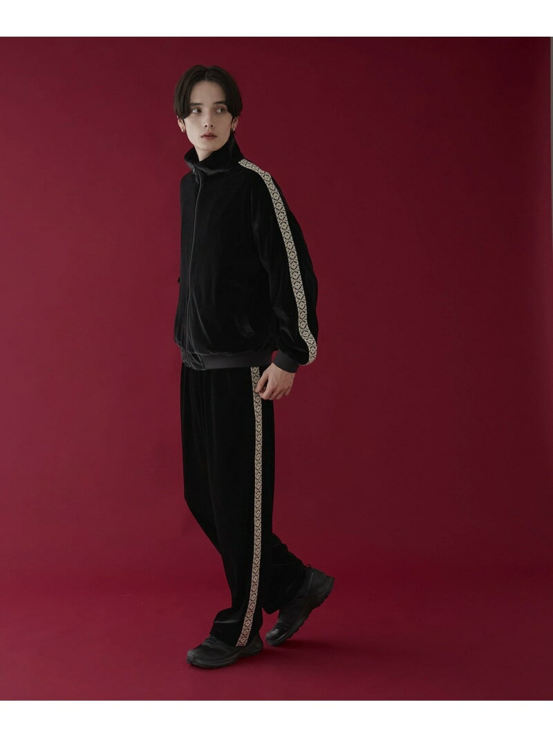 WEGO MEN'S ベロアライントラックパンツ ウィゴー パンツ その他のパンツ ブラック【送料無料】