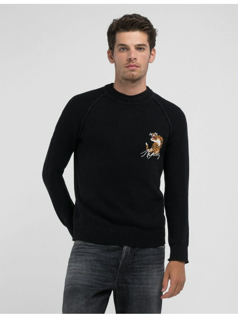 【SALE／50%OFF】REPLAY タイガーシリーズコットンウォッシュセーター リプレイ トップス ニット ブラック グリーン【RBA_E】【送料無料】