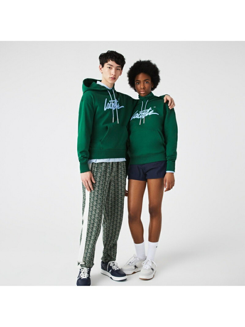 【SALE／40%OFF】LACOSTE ラコステライブ スクリプトネームスウェットパーカ ラコステ カットソー パーカー グリーン グレー【RBA_E】【送料無料】