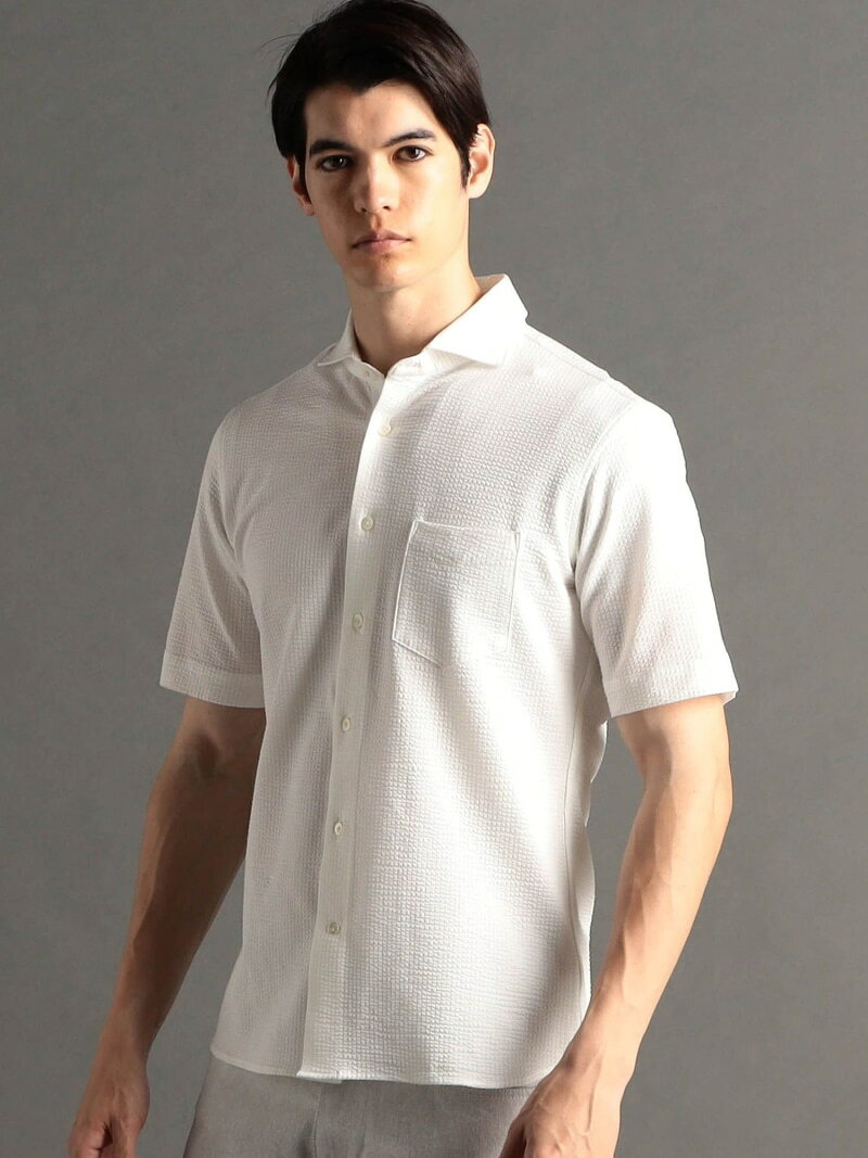 【SALE／40%OFF】MONSIEUR NICOLE ex/tra サッカーニット カッタウェイカラー半袖シャツ ニコル トップス シャツ・ブラウス グレー ホワイト ネイビー【RBA_E】【送料無料】