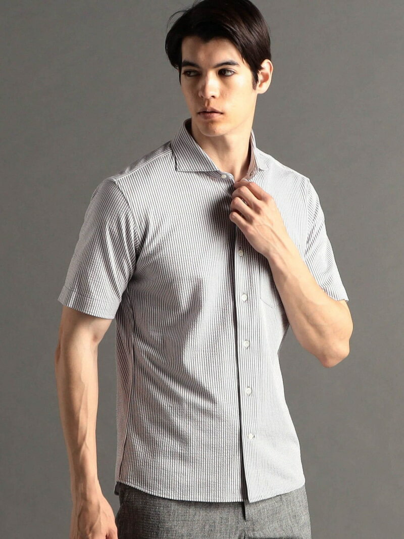 【SALE／40%OFF】MONSIEUR NICOLE ex/tra サッカーニット カッタウェイカラー半袖シャツ ニコル トップス シャツ・ブラウス グレー ホワイト ネイビー【RBA_E】【送料無料】