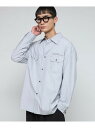 【SALE/40%OFF】MA Firsthand BASICロゴ刺繍 オーバーサイズ ブロードワークシャツ ストライプ / レギュラーカラーシャツ / ダブルポケット 長袖シャツ 25SS フリークスストア トップス シャツ・ブラウス ブルー ホワイト【RBA_E】【送料無料】(4)