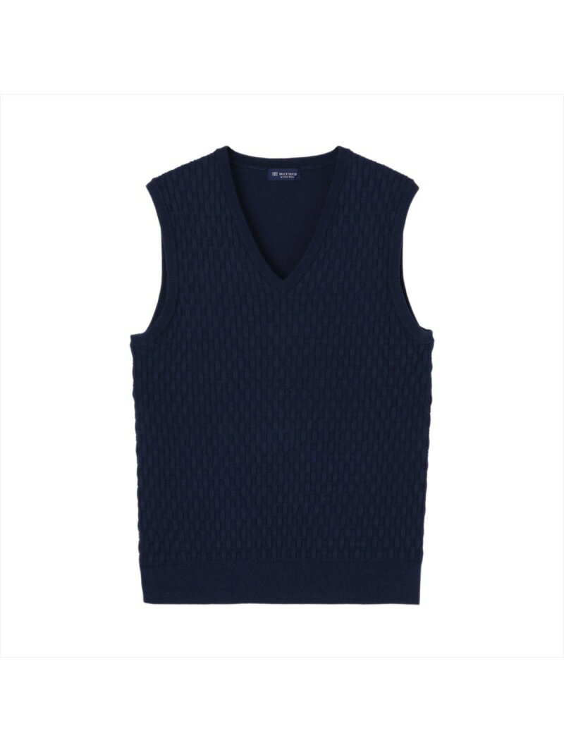 BRICK HOUSE by Tokyo Shirts Vネックニットベスト バスケット柄 メンズ BM05J100DM50V00-20 トーキョーシャツ トップス ベスト・ジレ ネイビー【送料無料】