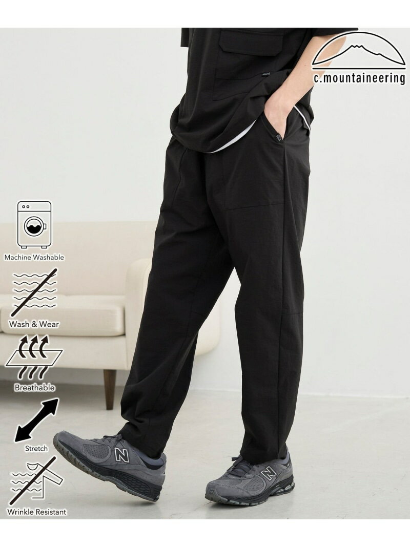 【SALE/19%OFF】coen 【C.Mt】AIRCOメッシュストレッチテーパードパンツ 通気性/防しわ機能付き コーエン パンツ その他のパンツ ベージュ グレー ブラック【RBA_E】
