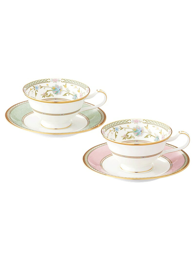 Noritake ヨシノ カップ&ソーサーペア(グリーン・ピンク) ノリタケ 食器・調理器具・キッチン用品 グラス・マグカップ・タンブラー【送料無料】