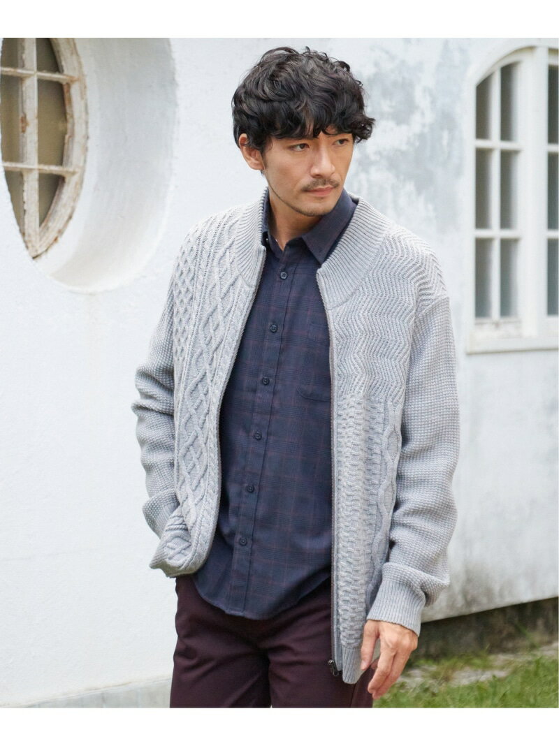 【SALE／20%OFF】ikka ジャカードドライバーズニット イッカ トップス カーディガン ブラック ネイビー..