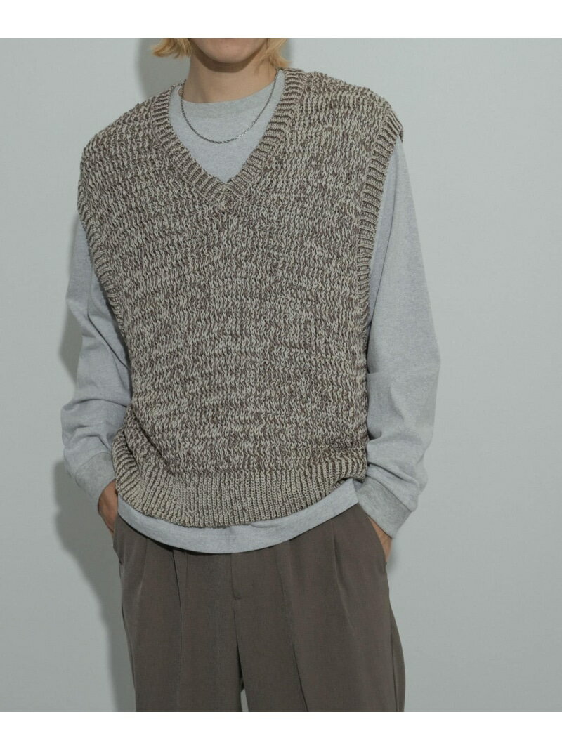 【SALE/60%OFF】SENSE OF PLACE ミックスヤーンニットベスト センス オブ プレイス トップス ニット ブラック ブルー ブラウン【RBA...