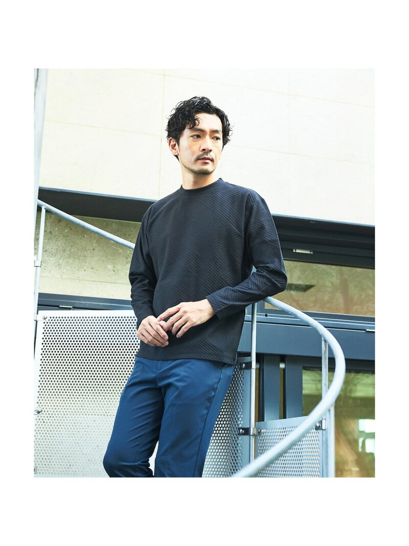 ABAHOUSE LASTWORD ジオメトリックリンクス 長袖Tシャツ アバハウス トップス カットソー・Tシャツ ホワイト グレー ブラック ワインレッド ブルー【送料無料】