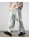 【SALE/20%OFF】improves ダメージ加工 デニム バギーパンツ インプローブス パンツ ジーンズ・デニムパンツ ブルー ブラック【RBA_E】【送料無料】