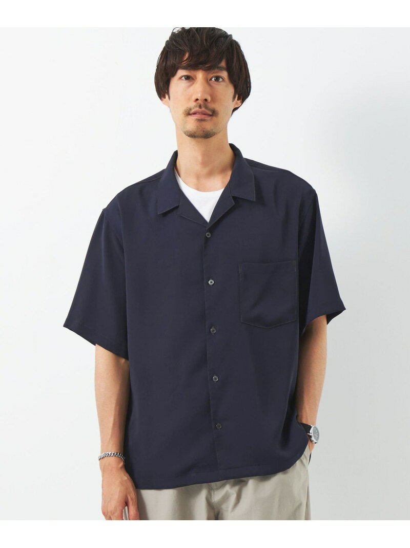 ユナイテッドアローズ 服（父向き） 【SALE／40%OFF】UNITED ARROWS green label relaxing Morley ドレーピー オープンカラー シャツ ユナイテッドアローズ アウトレット トップス シャツ・ブラウス ネイビー ベージュ【RBA_E】【送料無料】