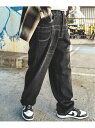 【SALE/25%OFF】improves デニムダブルウエストバギーパンツ インプローブス パンツ ジーンズ・デニムパンツ ブルー ブラック【RBA_E】【送料無料】