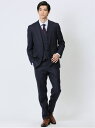 【SALE/48%OFF】TAKA-Q ウール混 レギュラーフィット 2ボタン3ピーススーツ シャドーストライプ紺 タカキュー スーツ・フォーマル セットアップ...