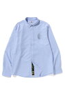 A BATHING APE APE HEAD EMBROIDERY OXFORD SHIRT Mリラックス ア ベイシング エイプ トップス シャツ ブラウス ブルー ホワイト【送料無料】