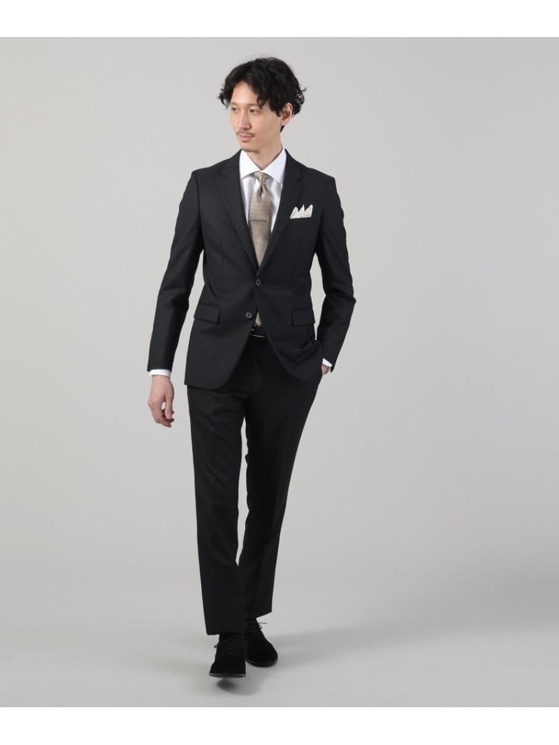 【SALE／55%OFF】TAKEO KIKUCHI 【ナローモデル】シャイニー ヘリンボン ストライプ スーツ/3ピース対応可 タケオキクチ スーツ・フォーマル セットアップスーツ グレー ネイビー ブラック【RBA_E】【送料無料】