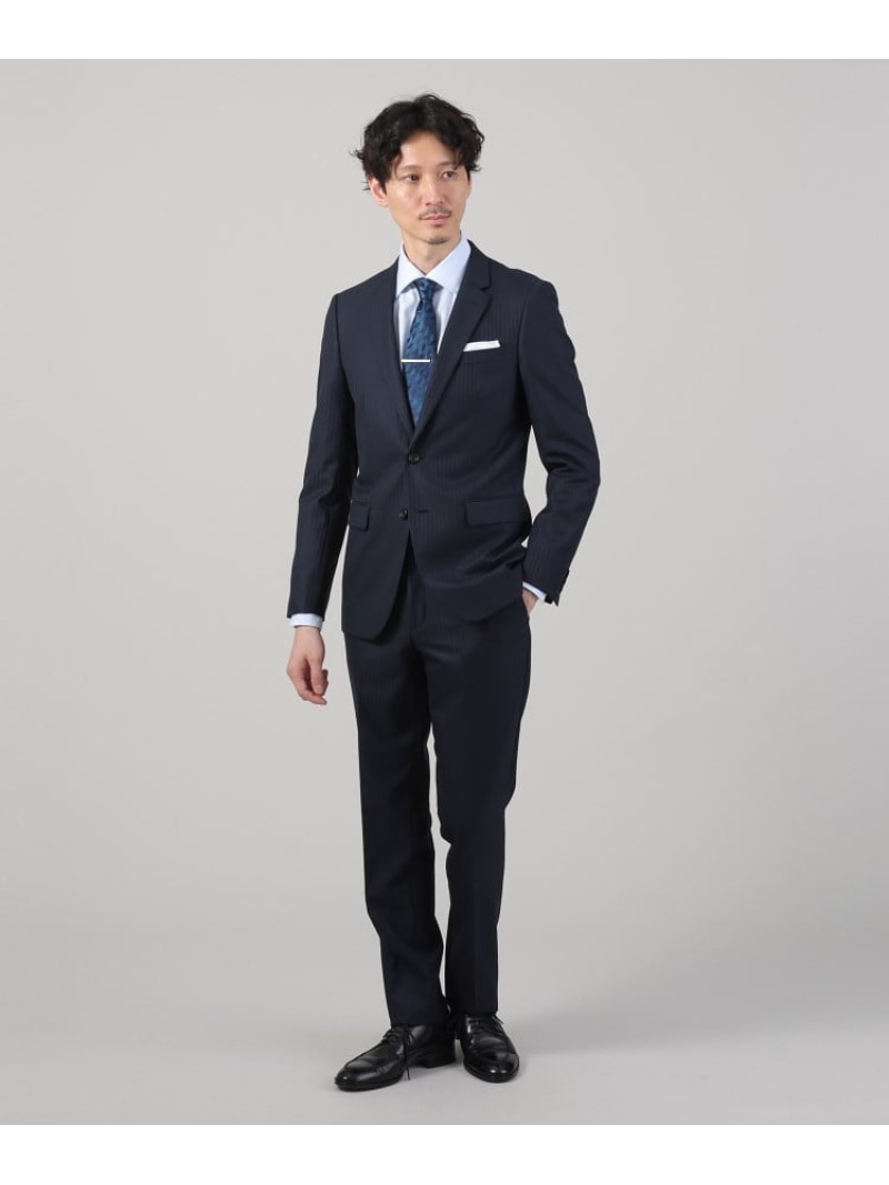 【SALE／55%OFF】TAKEO KIKUCHI 【ナローモデル】シャイニー ヘリンボン ストライプ スーツ/3ピース対応可 タケオキクチ スーツ・フォーマル セットアップスーツ グレー ネイビー ブラック【RBA_E】【送料無料】