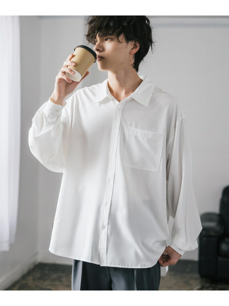 Rocky Monroe 新色追加 オーバーサイズレギュラーカラーストレッチシャツ ロッキーモンロー トップス シャツ・ブラウス グレー ネイビー ブルー レッ...