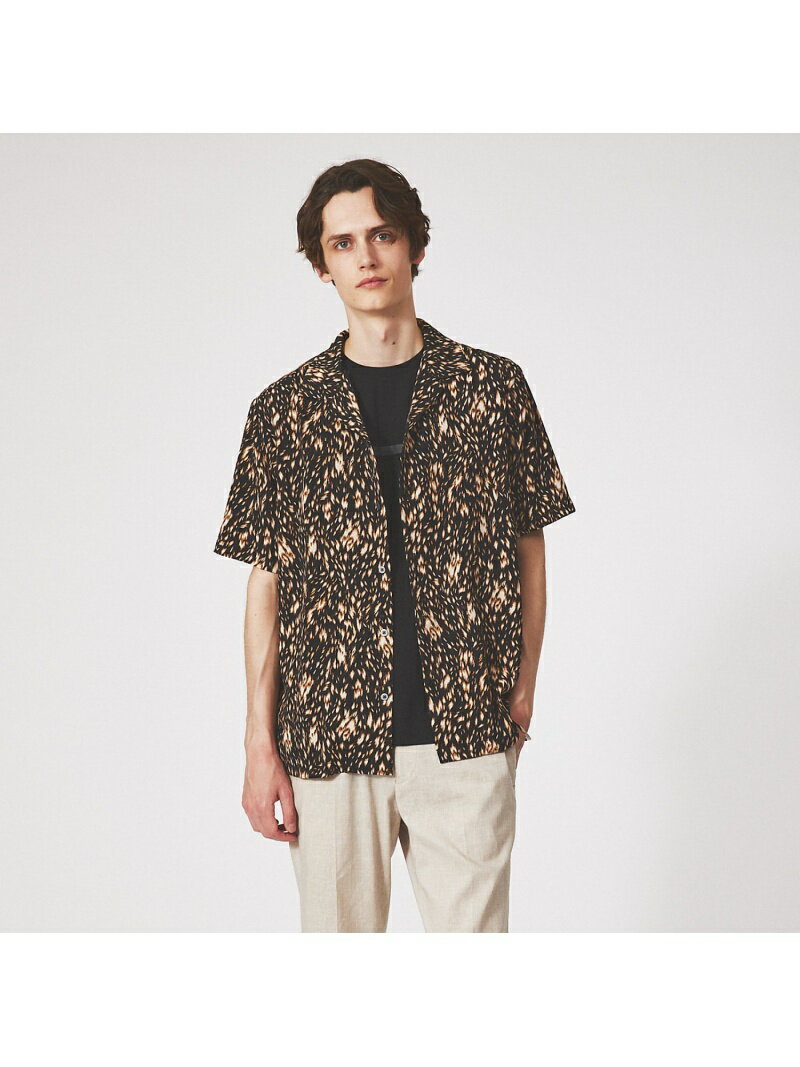 ABAHOUSE LASTWORD 【アニマル柄】オープンカラー 半袖シャツ アバハウス トップス シャツ・ブラウス ブラック ネイビー ベージュ【送料無料】