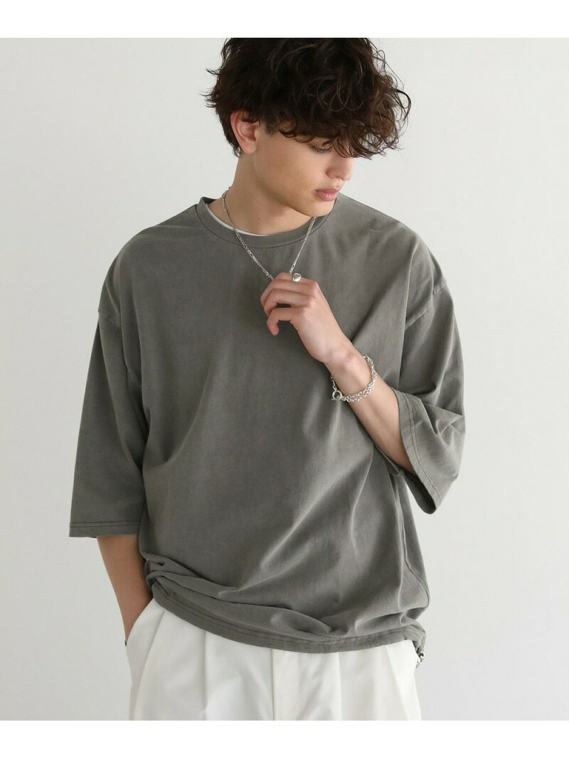 THE CASUAL 天竺ピグメントドローストリング半袖Tシャツ カジュアル トップス カットソー・Tシャツ ブラウン ブラック グレー【送料無料】