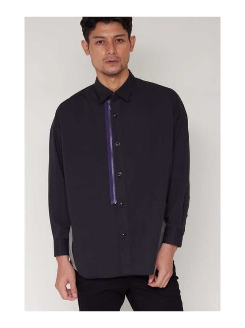 【SALE／40%OFF】TORNADO MART TORNADO MART∴バイカラーZIPシャツアウター トルネードマート トップス シャツ・ブラウス ブラック カーキ【RBA_E】【送料無料】のサムネイル