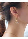 Phoebe 【金属アレルギー対応】クロスラインパールピアス/サージカルステンレス ジュエルアディクト アクセサリー・腕時計 ピアス ゴールド