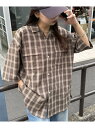 Discoat 【ユニセックス】オンブレチェックオーバーシャツ ディスコート トップス シャツ・ブラウス ネイビー ブラウン ブルー【送料無料】
