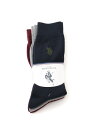 U.S. POLO ASSN. U.S. POLO ASSN./(M)ワンポイント リブ3Pソックス ジーンズメイト 靴下・レッグウェア 靴下