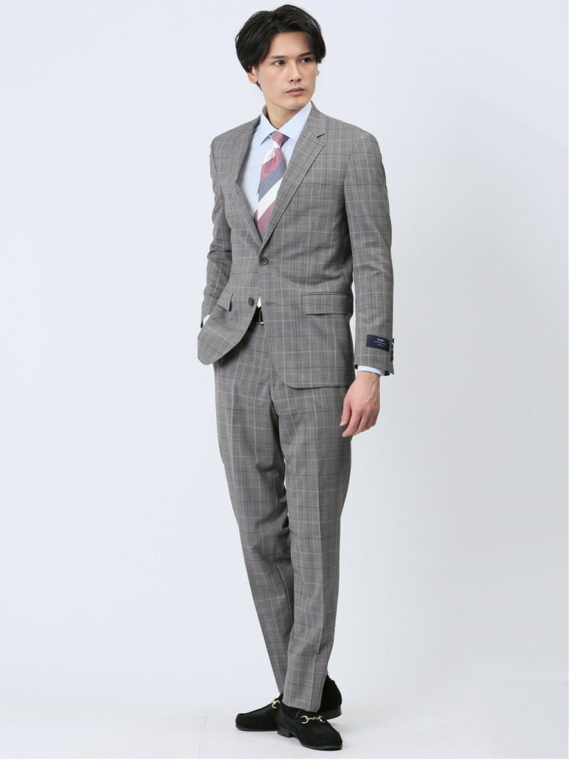 【SALE/1%OFF】m.f.editorial マルゾット/Marzotto ウール混 スリムフィット 2ボタン2ピーススーツ グレンチェック タカキュー スーツ・フォーマル セットアップスーツ ホワイト【RBA_E】【送料無料】