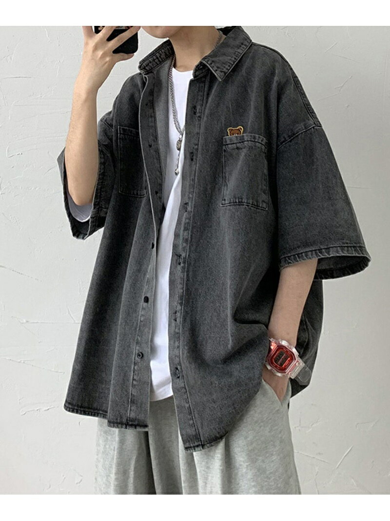 【SALE/10%OFF】DEVICE select オーバーサイズ ビッグシルエット 半袖 デニムシャツジャケット メンズ レディース デバイス トップス シ...