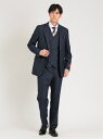 【SALE/1%OFF】m.f.editorial シルク混ウール レギュラーフィット 2ボタン3ピーススーツ チェック紺 タカキュー スーツ・フォーマル セッ...