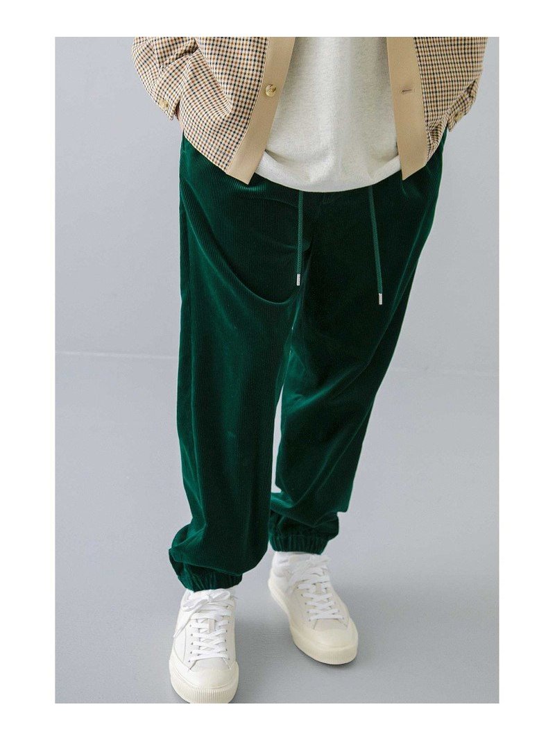 BEAUTY & YOUTH UNITED ARROWS ＜monkey time＞ 8W SOFT CORDUROY 1P WIDE EASY JOGGER PANTS/ワイドパンツ ユナイテッドアローズ アウトレット パンツ/ジーンズ フルレングス ブラック ホワイト【送料無料】