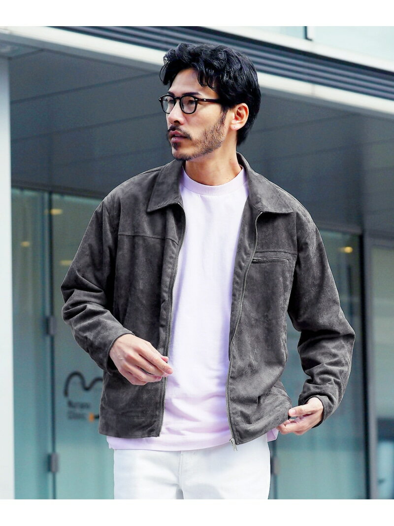【SALE/18%OFF】JIGGYS SHOP SELECT スウェードタッチ ジップジャケット ブルゾン ジギーズショップ ジャケット・アウター ブルゾン・ジャンパー グレー ベージュ【RBA_E】【送料無料】