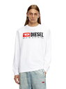 DIESEL メンズ Tシャツ 長そで ロゴ エンブロイダリー