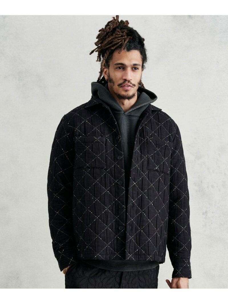 Wax London WHオーバーシャツ キルテッドツイード ワックスロンドン トップス シャツ・ブラウス ブラック【送料無料】