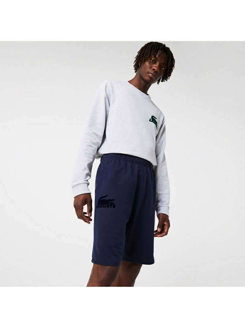 Lacoste メンズ インナー ナイトウェア ラコステ はおり ホワイト グレー 付与 ルームウェア ベロアクロコダイルコットンフリースショーツ