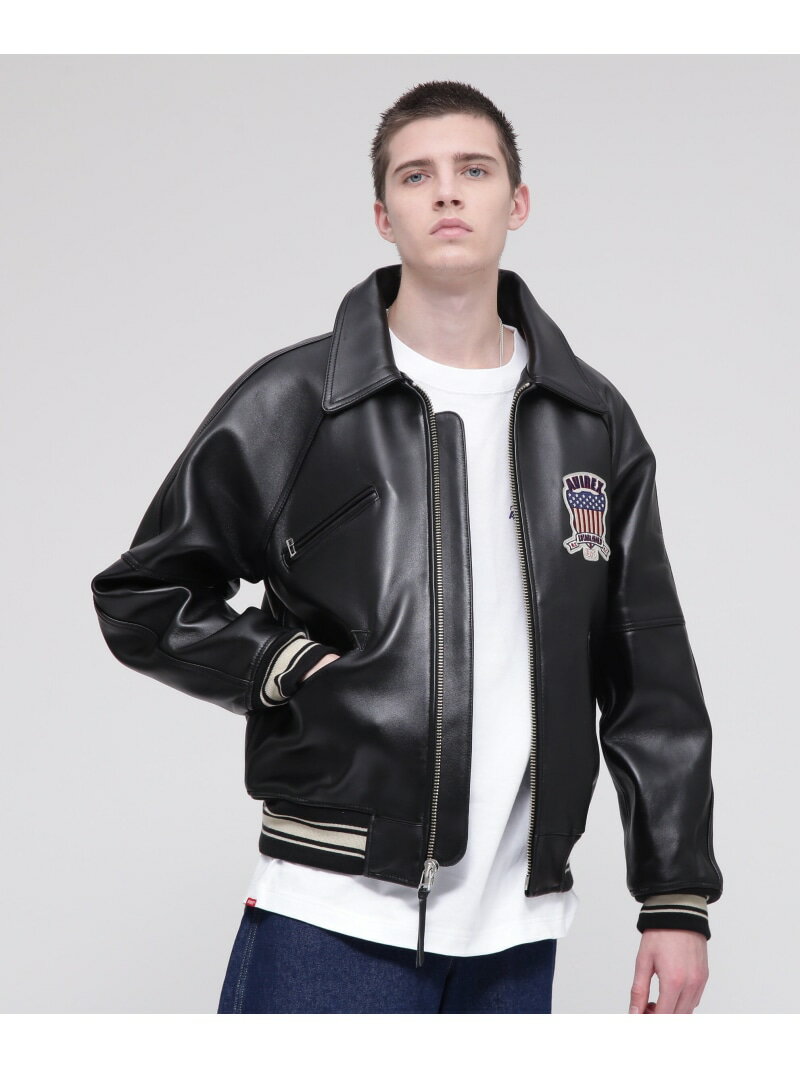 AVIREX SIGNATURE VARSITY JACKET/シグネチャー バーシティー ジャケット/AVIREX/アヴィレックス アヴィレックス ジャケット・アウター ライダースジャケット ブラック ホワイト【送料無料】