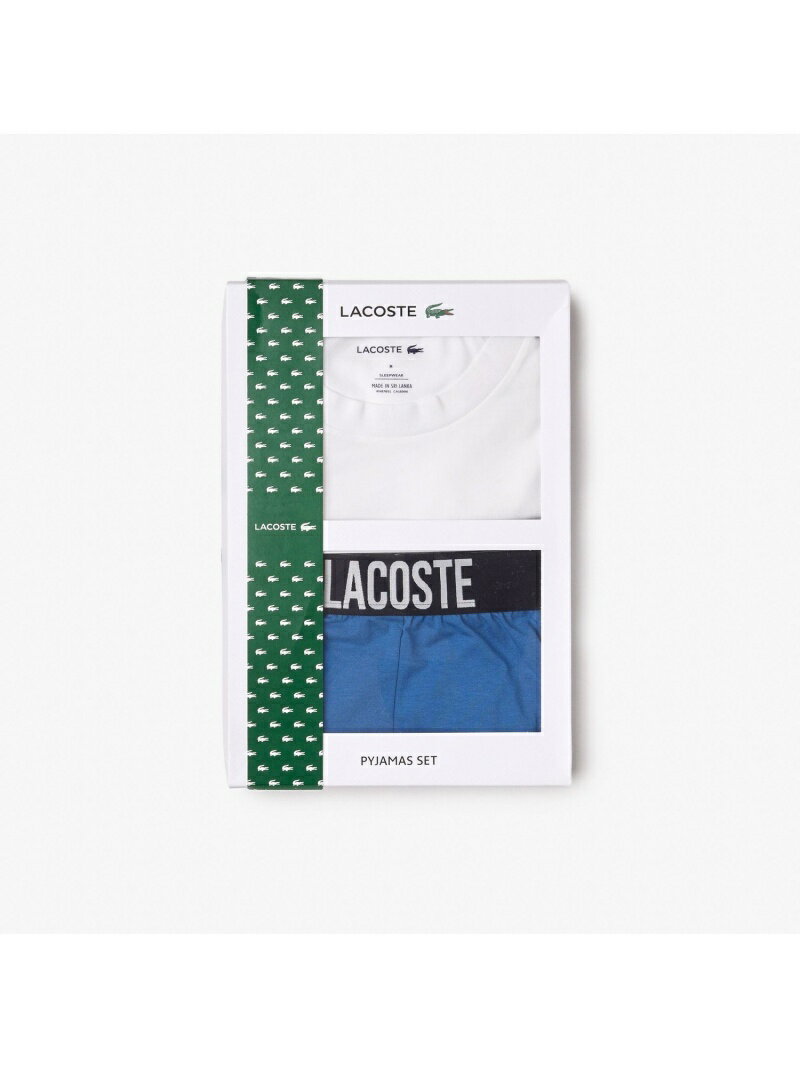 LACOSTE メンズ インナー ナイトウェア 独特の素材 ラコステ ホワイト ルームウェア カラークロココットンジャージーショートパジャマ はおり