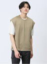【SALE/59%OFF】m.f.editorial クルーネックベスト&半袖Tシャツ アンサンブル タカキュー トップス アンサンブル ベージュ ブルー グレ...