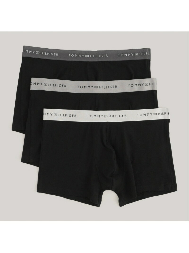 TOMMY HILFIGER (M)TOMMY HILFIGER(トミーヒルフィガー) メタリックウエストバンドトランクス3枚パック トミーヒルフィガー インナー・ルームウェア ボクサーパンツ・トランクス ブラック【送料無料】